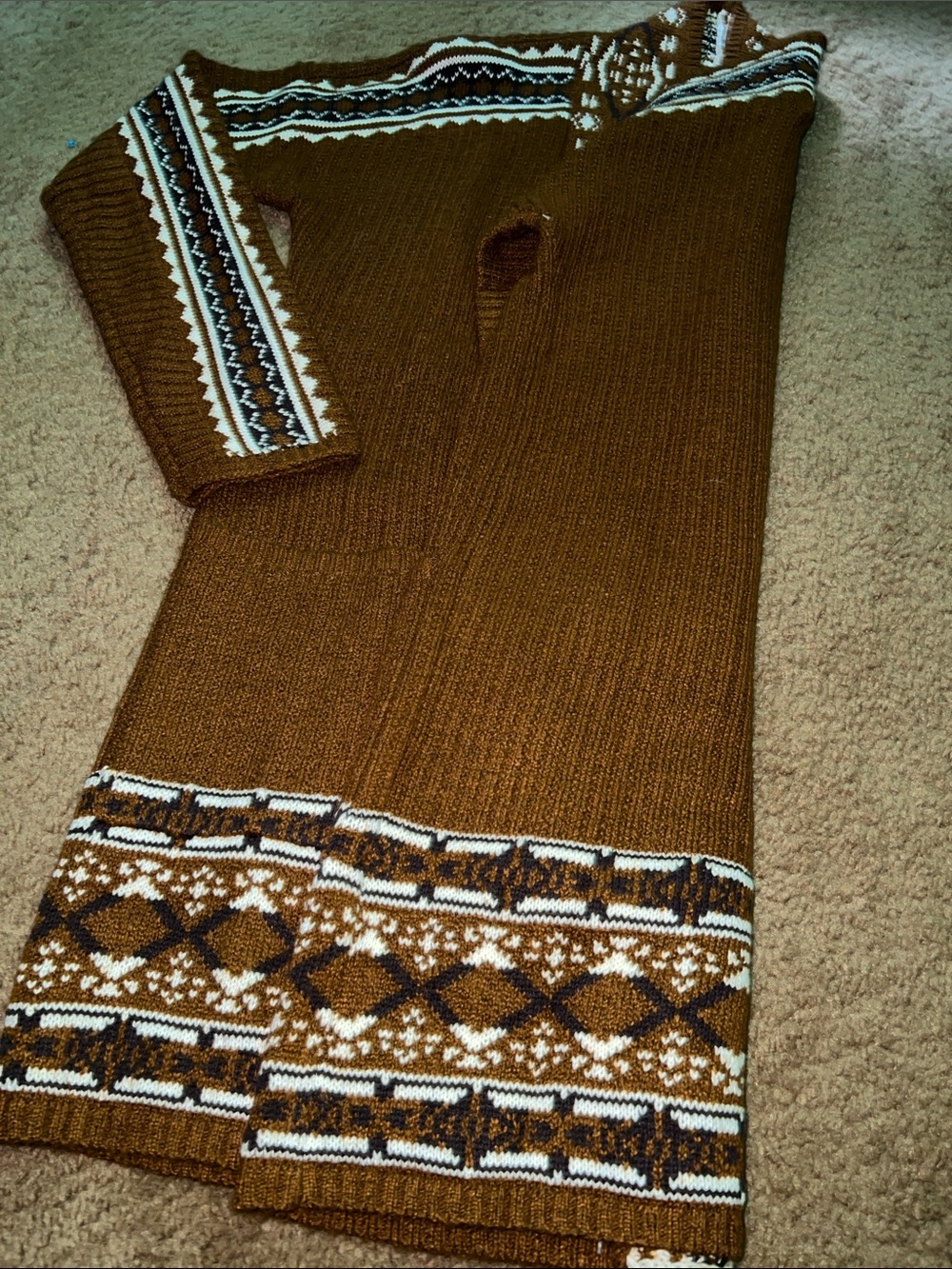 Lucky Brand Brown Patterned Open-Front Cardigan Sweater - Picture 4 of 5